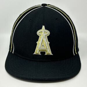 Los Angeles Angels Hat Baseball Cap Black New Era 59Fifty Wool MLB Fitted 7 1/2